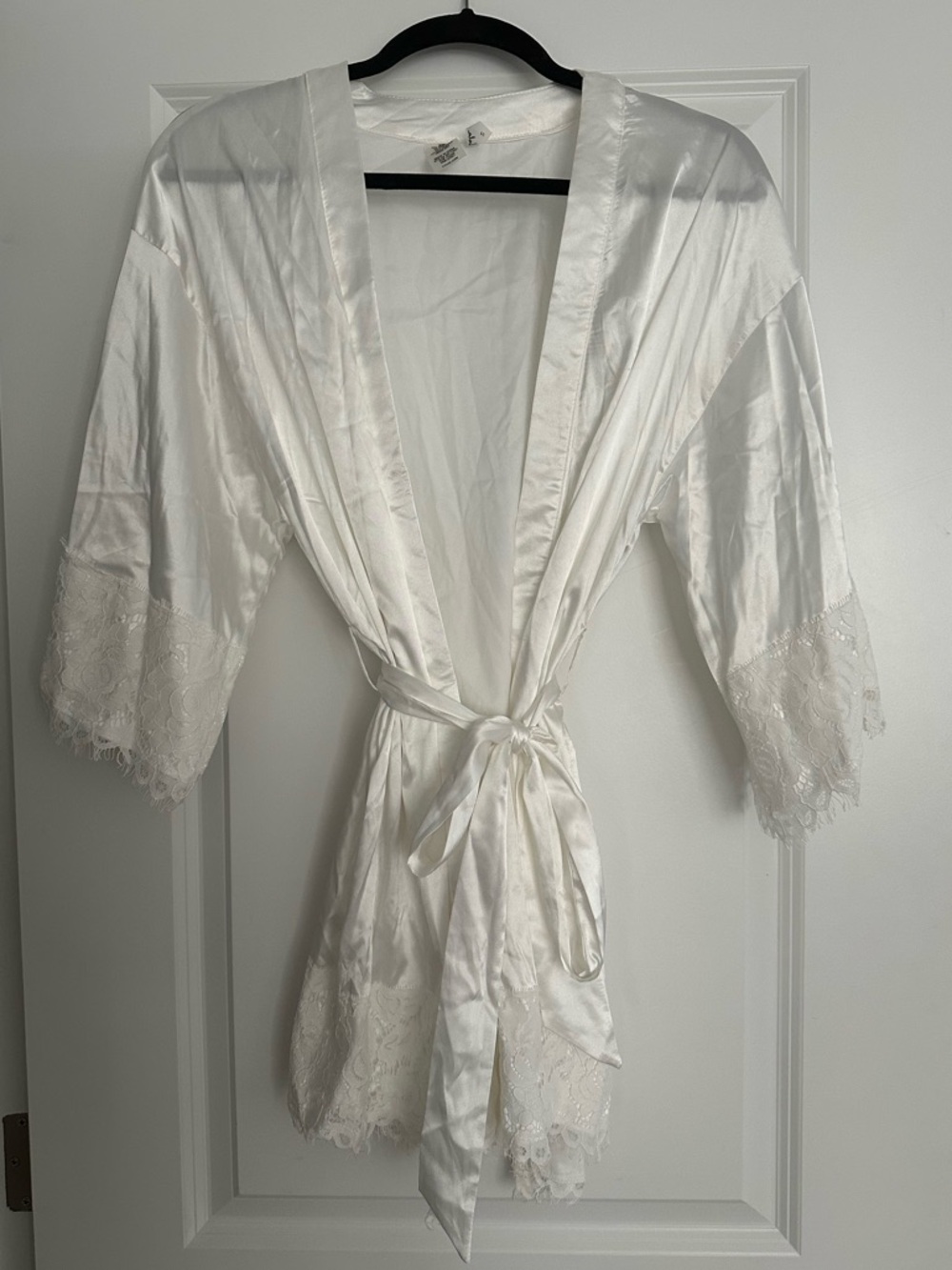 White Satin Lace Robe